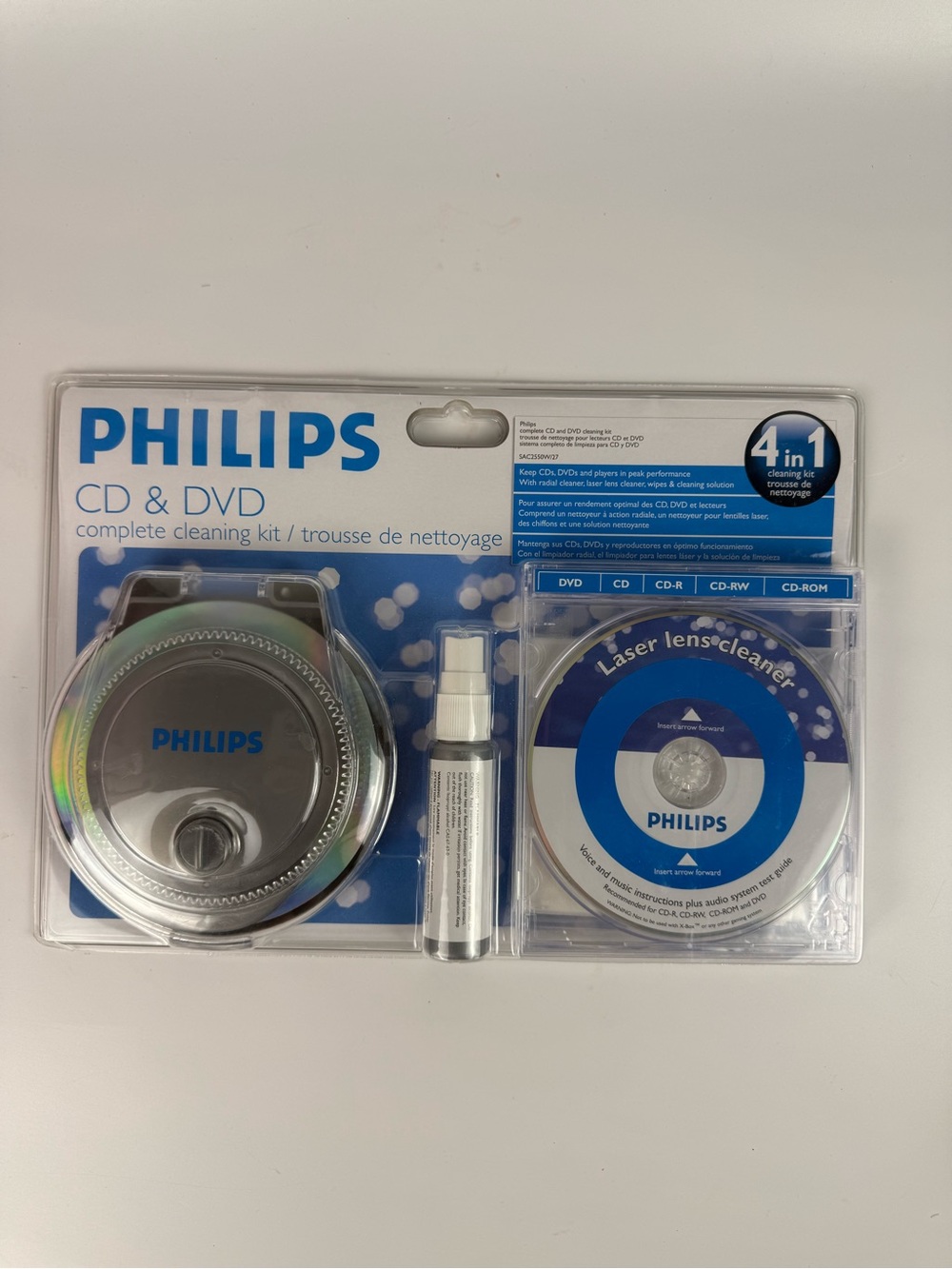 Philips CD & DVD Cleaning Kit in Blue and Silver